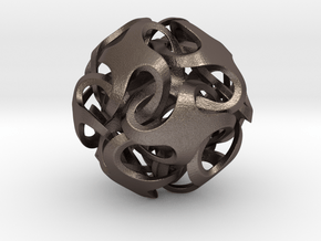 Rhombic Dodecahedron I, large in Polished Bronzed Silver Steel