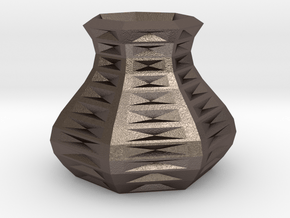 Squat Vase in Polished Bronzed Silver Steel