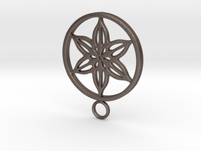 flower pendant in Polished Bronzed Silver Steel