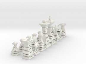 Mini Typographical Chess Set in White Natural Versatile Plastic