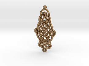 Raindrop Celtic Knot Pendant 40mm in Natural Brass