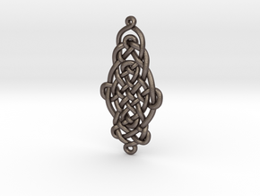 Raindrop Celtic Knot Pendant 40mm in Polished Bronzed Silver Steel