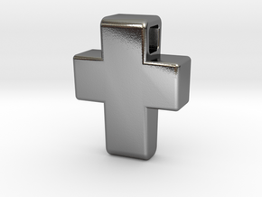 Chunky Cross Pendant in Polished Silver