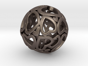 Heartball 20mm in Polished Bronzed Silver Steel