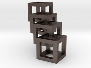 interlocked cubes in Polished Bronzed Silver Steel