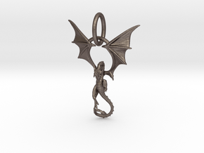 Dragon pendant # 6 in Polished Bronzed Silver Steel