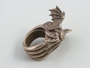 Cthulhu Ring in Polished Bronzed Silver Steel: 11 / 64
