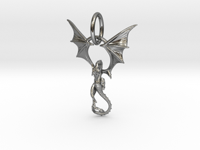 Dragon pendant # 6 in Fine Detail Polished Silver