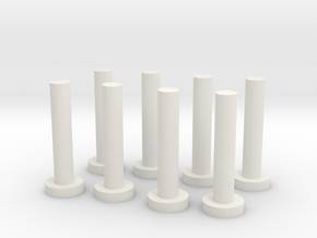 HO Scale Chilean Mill Spindles in White Natural Versatile Plastic