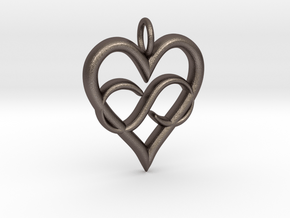 Infinity-heart in Polished Bronzed Silver Steel