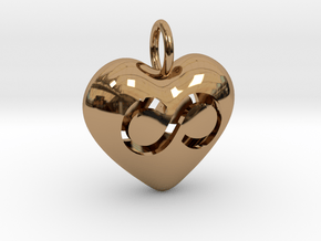 Hollow Infinity Heart Pendant in Polished Brass