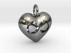 Hollow Infinity Heart Pendant in Fine Detail Polished Silver