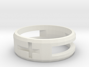 Double Cross Ring (Less Material) in White Natural Versatile Plastic