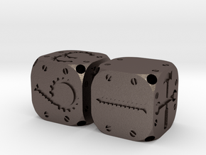 Tinker Dice (Metal) in Polished Bronzed Silver Steel