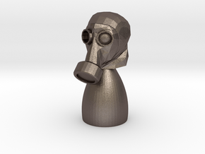 Gas Mask Piece in Polished Bronzed Silver Steel