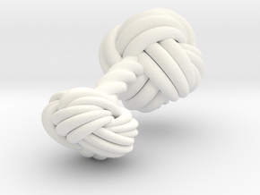 Woven Knot Cufflink in White Processed Versatile Plastic