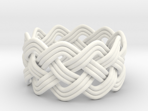 Turk's Head Knot Ring 4 Part X 10 Bight - Size 10 in White Processed Versatile Plastic