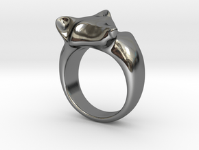 Fox Ring in Fine Detail Polished Silver: 5 / 49