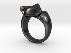 Fox Ring in Polished and Bronzed Black Steel: 5 / 49