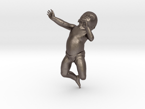 3D Crawling Baby in Polished Bronzed Silver Steel
