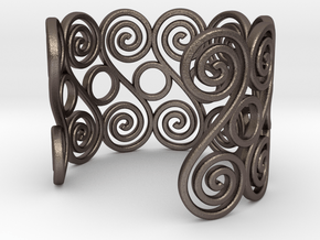 Spirals & Circles Bracelet (Thicker) in Polished Bronzed Silver Steel