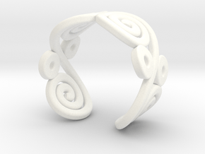 2 Spirals and ovals ring in White Processed Versatile Plastic