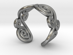 2 Spirals and ovals ring in Natural Silver