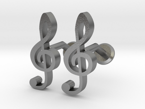 Treble Clef Cufflinks in Natural Silver