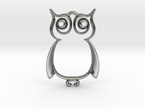 The Owl Pendant in Fine Detail Polished Silver