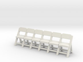 HO Folding Chairs Row (Not Full Scale) in White Natural Versatile Plastic
