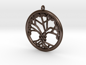 Tree Of Life Pendant in Polished Bronze Steel: Large