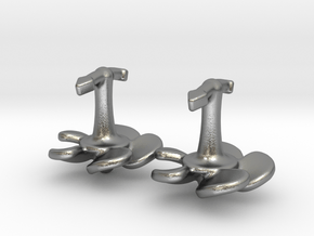 Marine cufflinks with propeller and anchor  in Natural Silver