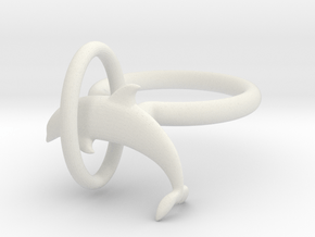 Dolplin Ring (US Size8) in White Natural Versatile Plastic