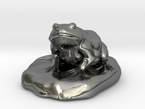 Bull Frog Statue in Fine Detail Polished Silver