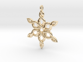 Snowflake Pendant 30mm in 14K Yellow Gold: Large