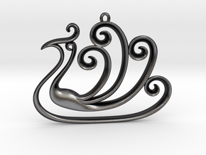 The Peacock Pendant in Polished and Bronzed Black Steel
