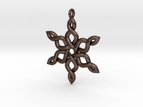 Snowflake Pendant 30mm in Polished Bronze Steel: Medium