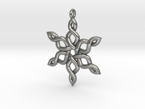 Snowflake Pendant 30mm in Natural Silver: Large