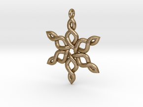 Snowflake Pendant 30mm in Polished Gold Steel: Large