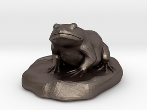 Bull Frog Statue in Polished Bronzed Silver Steel