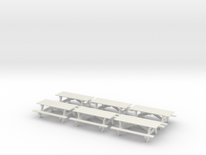 S Scale Picnic Tables  X6 in White Natural Versatile Plastic