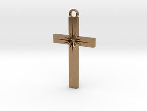 Cross With Starburst  in Natural Brass