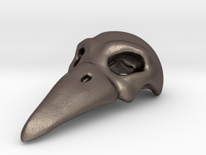 CrowSkull 1.25 in Polished Bronzed Silver Steel