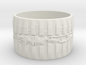 Bio Mech Ring #1, Ring Size 8.5 in White Natural Versatile Plastic