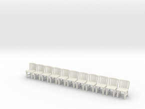 S Scale Simple Chairs X10 in White Natural Versatile Plastic