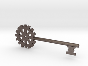 Gear Key in Polished Bronzed Silver Steel