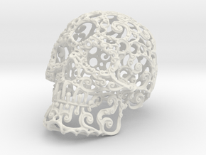 Large Carved Skull - Plastic/Stone/Metal 9.38cm in White Natural Versatile Plastic