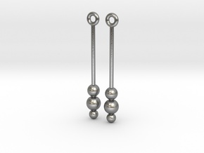 Three Orbs - Earrings - Silver or Brass in Natural Silver