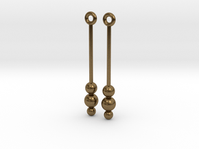 Three Orbs - Earrings - Silver or Brass in Natural Bronze