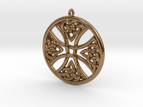 Round Celtic Cross Pendant in Natural Brass: Large